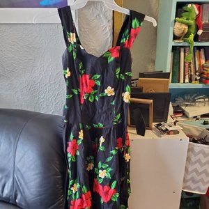 Black Floral Sleeveless Dress